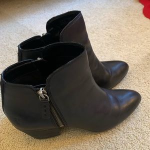 Frye black leather booties Judith zip style